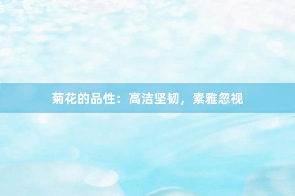菊花的品性：高洁坚韧，素雅忽视